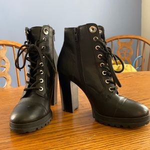 Aldo black lace up booties
